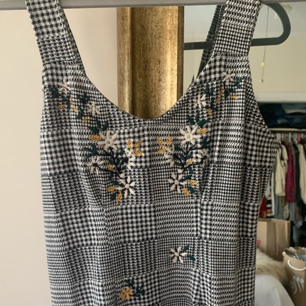 Topshop Houndstooth Embroidered Mini Dress - Picture 3 of 7